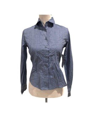 Adolfo Boutique Cotton Button Down Denim Blue Small